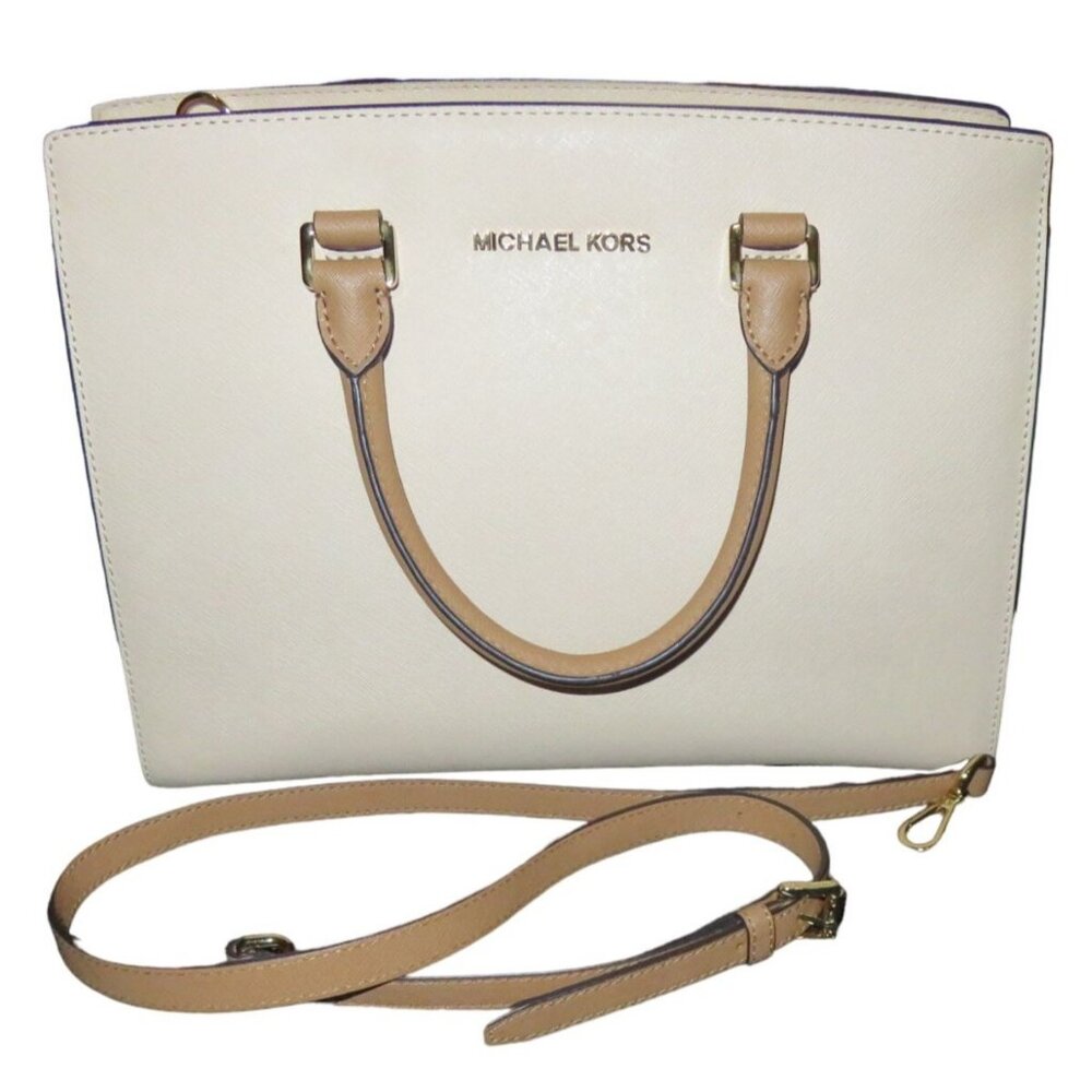 Michael Kors Selma Color Block Saffiano Leather Crossbody Tote 2WAY Handbag - Picture 1 of 11